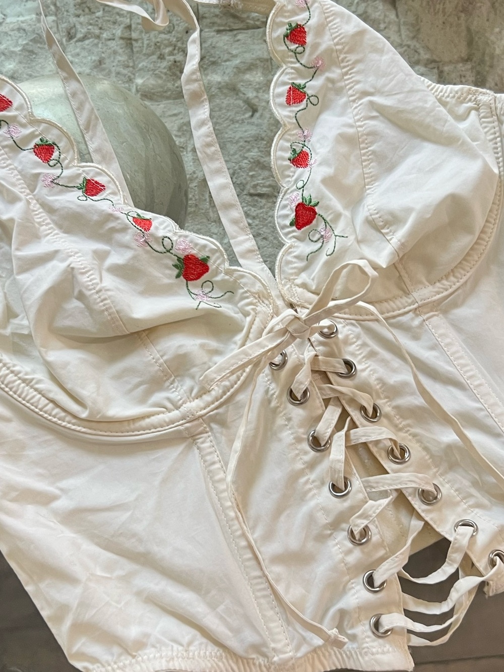 NWOT Out From Under Cowgirl Logic lace-up corset halter top - Picture 5 of 10